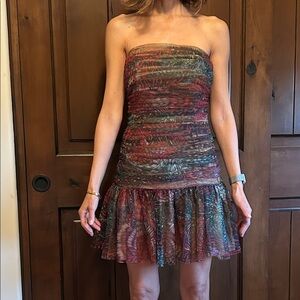 Hutch Strapless Dress in Red and Green